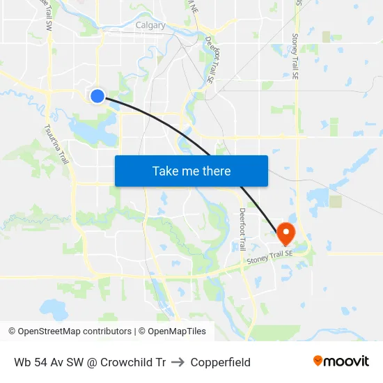Wb 54 Av SW @ Crowchild Tr to Copperfield map