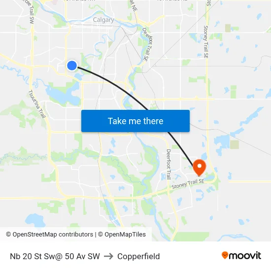 Nb 20 St Sw@ 50 Av SW to Copperfield map
