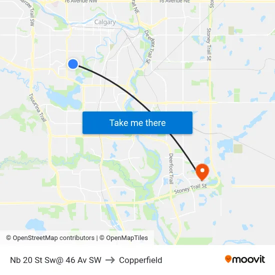 Nb 20 St Sw@ 46 Av SW to Copperfield map