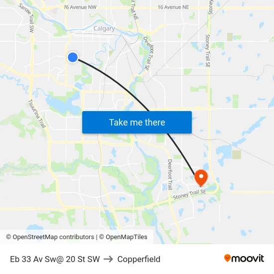 Eb 33 Av Sw@ 20 St SW to Copperfield map