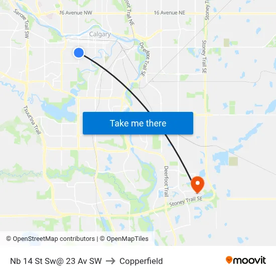 Nb 14 St Sw@ 23 Av SW to Copperfield map