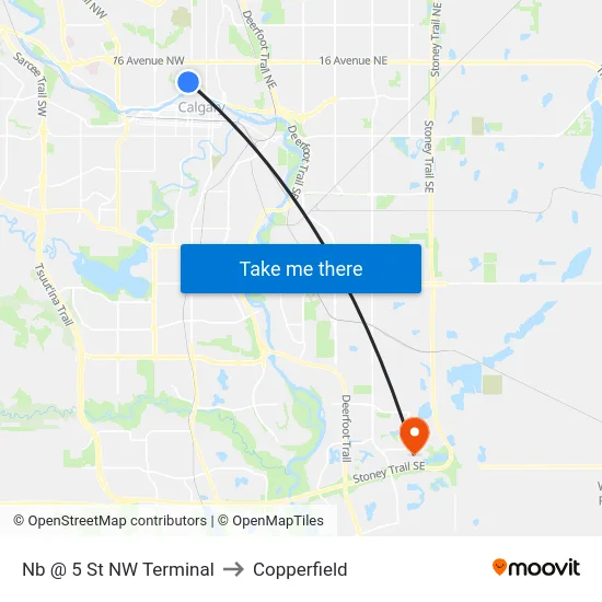 Nb @ 5 St NW Terminal to Copperfield map