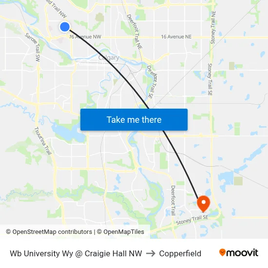Wb University Wy @ Craigie Hall NW to Copperfield map