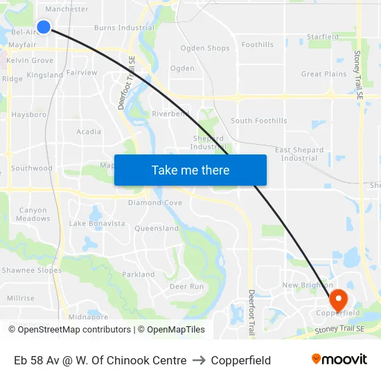 Eb 58 Av @ W. Of Chinook Centre to Copperfield map