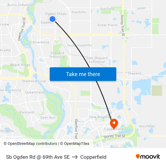 Sb Ogden Rd @ 69th Ave SE to Copperfield map