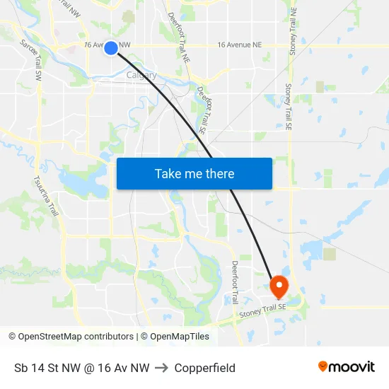 Sb 14 St NW @ 16 Av NW to Copperfield map