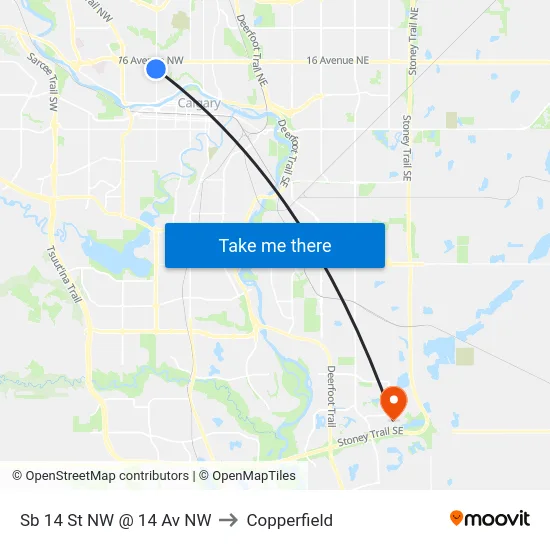 Sb 14 St NW @ 14 Av NW to Copperfield map