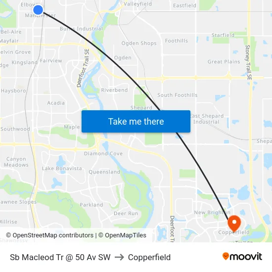 Sb Macleod Tr @ 50 Av SW to Copperfield map