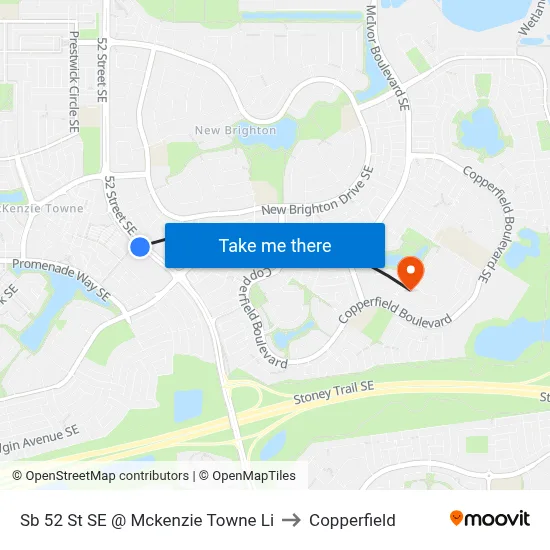 Sb 52 St SE @ Mckenzie Towne Li to Copperfield map