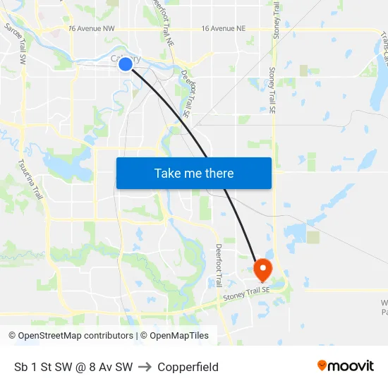 Sb 1 St SW @ 8 Av SW to Copperfield map