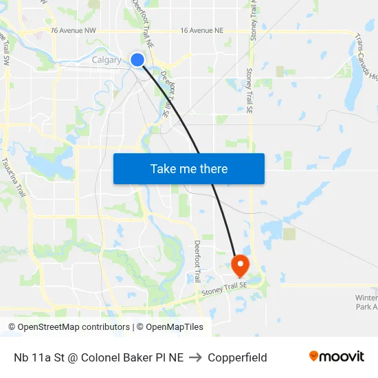 Nb 11a St @ Colonel Baker Pl NE to Copperfield map