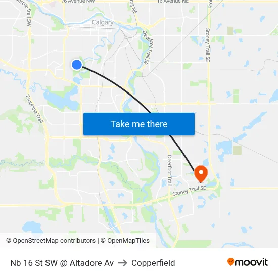 Nb 16 St SW @ Altadore Av to Copperfield map