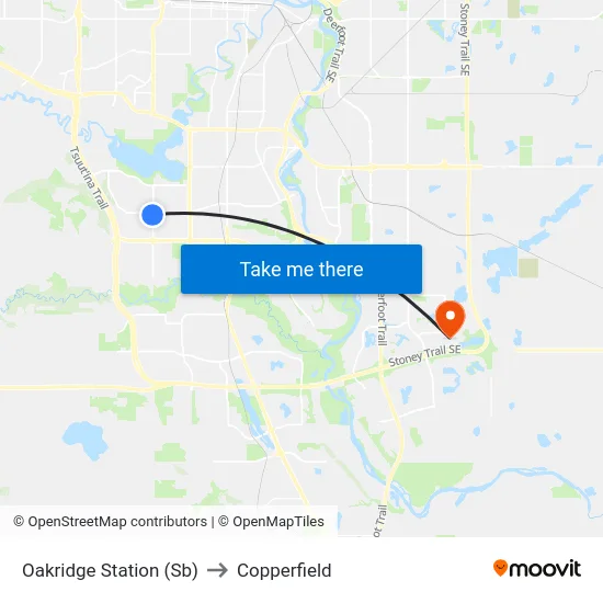 Oakridge Station (Sb) to Copperfield map