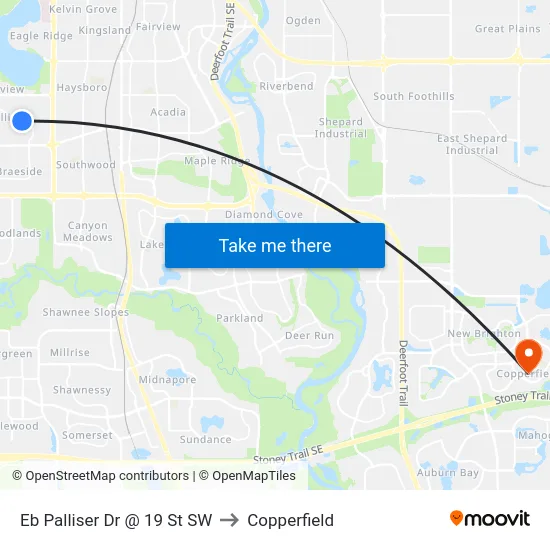 Eb Palliser Dr @ 19 St SW to Copperfield map