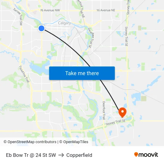 Eb Bow Tr @ 24 St SW to Copperfield map