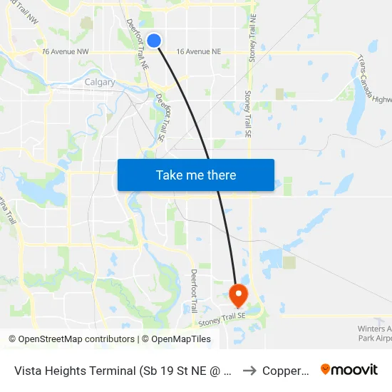 Vista Heights Terminal (Sb 19 St NE @ 24 Av Ne) to Copperfield map