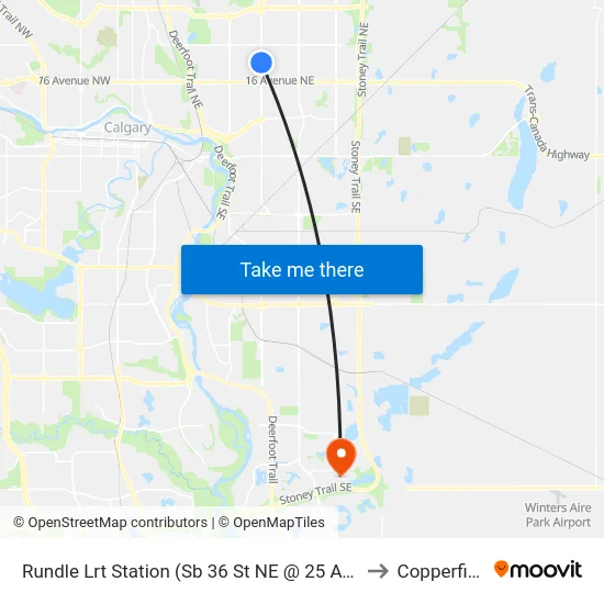 Rundle Lrt Station (Sb 36 St NE @ 25 Av Ne) to Copperfield map
