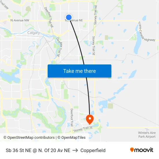 Sb 36 St NE @ N. Of 20 Av NE to Copperfield map
