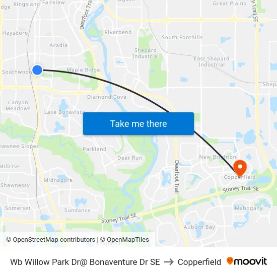 Wb Willow Park Dr@ Bonaventure Dr SE to Copperfield map