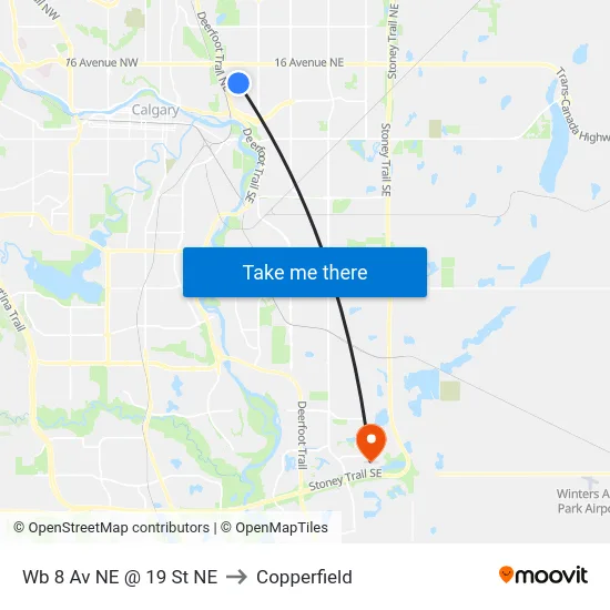 Wb 8 Av NE @ 19 St NE to Copperfield map