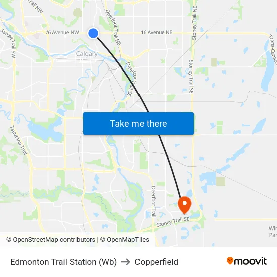Edmonton Trail Station (Wb) to Copperfield map