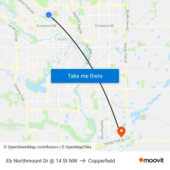 Eb Northmount Dr @ 14 St NW to Copperfield map