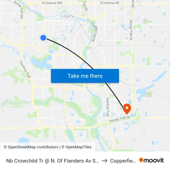 Nb Crowchild Tr @ N. Of Flanders Av SW to Copperfield map