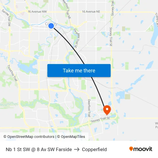 Nb 1 St SW @ 8 Av SW Farside to Copperfield map