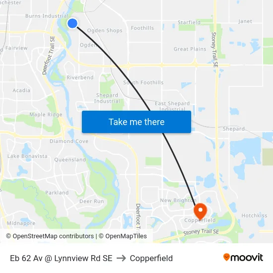 Eb 62 Av @ Lynnview Rd SE to Copperfield map