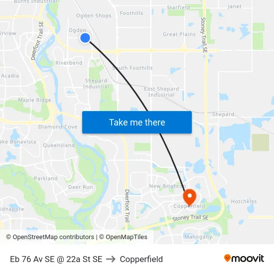 Eb 76 Av SE @ 22a St SE to Copperfield map
