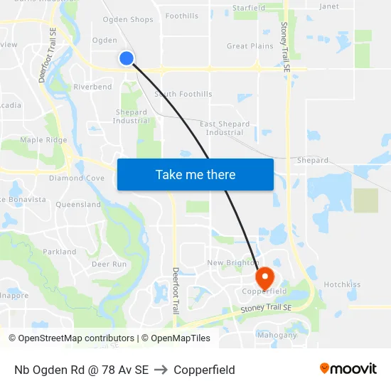 Nb Ogden Rd @ 78 Av SE to Copperfield map