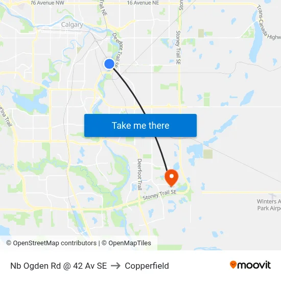 Nb Ogden Rd @ 42 Av SE to Copperfield map