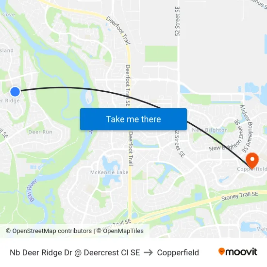 Nb Deer Ridge Dr @ Deercrest Cl SE to Copperfield map