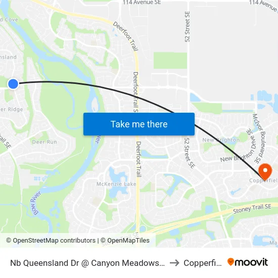 Nb Queensland Dr @ Canyon Meadows Dr SE to Copperfield map