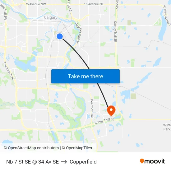 Nb 7 St SE @ 34 Av SE to Copperfield map