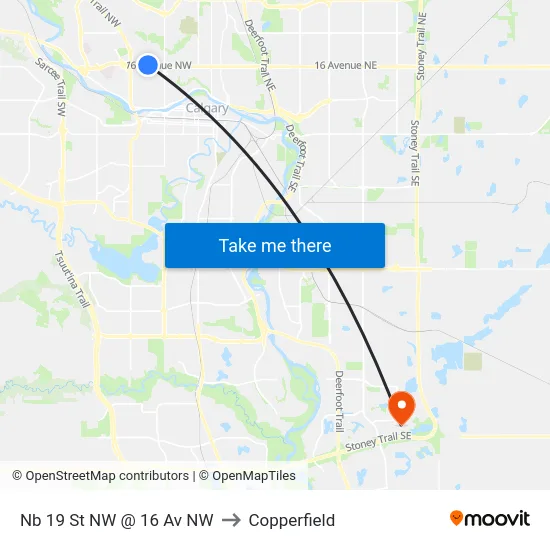 Nb 19 St NW @ 16 Av NW to Copperfield map
