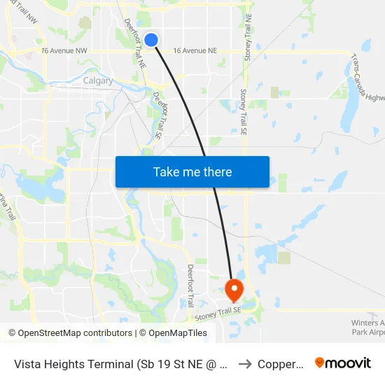 Vista Heights Terminal (Sb 19 St NE @ 24 Av Ne) to Copperfield map