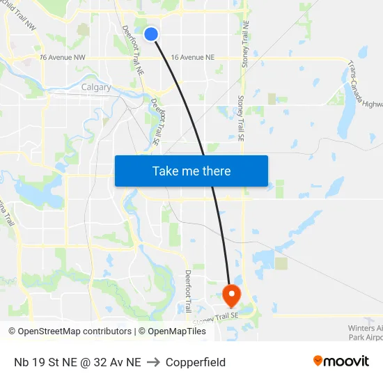Nb 19 St NE @ 32 Av NE to Copperfield map