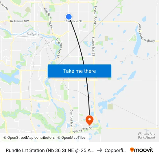 Rundle Lrt Station (Nb 36 St NE @ 25 Av Ne) to Copperfield map