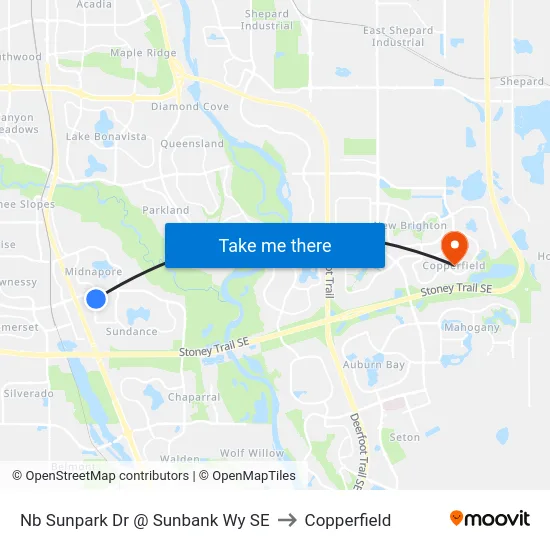 Nb Sunpark Dr @ Sunbank Wy SE to Copperfield map