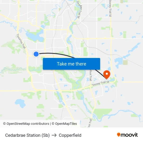 Cedarbrae Station (Sb) to Copperfield map