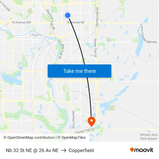 Nb 32 St NE @ 26 Av NE to Copperfield map
