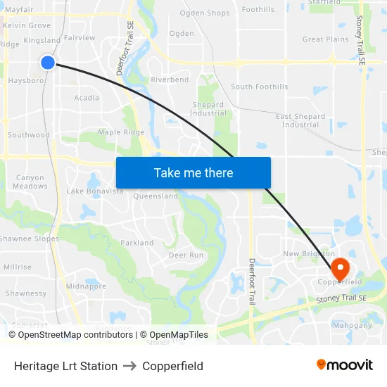Heritage Lrt Station to Copperfield map