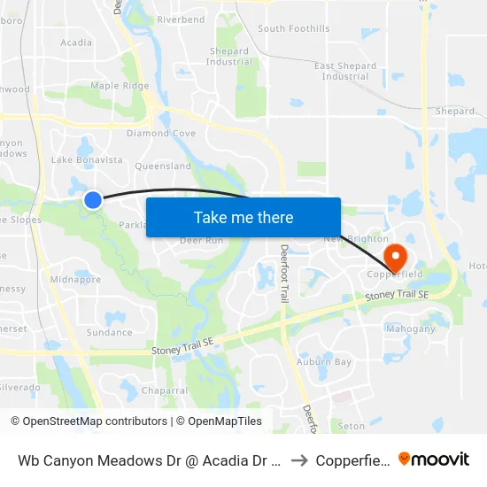 Wb Canyon Meadows Dr @ Acadia Dr SE to Copperfield map