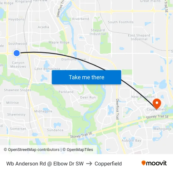 Wb Anderson Rd @ Elbow Dr SW to Copperfield map