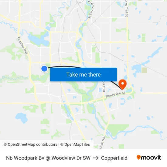 Nb Woodpark Bv @ Woodview Dr SW to Copperfield map