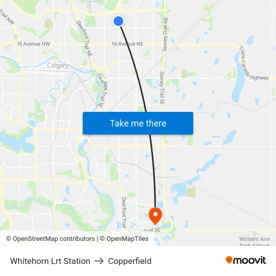 Whitehorn Lrt Station to Copperfield map
