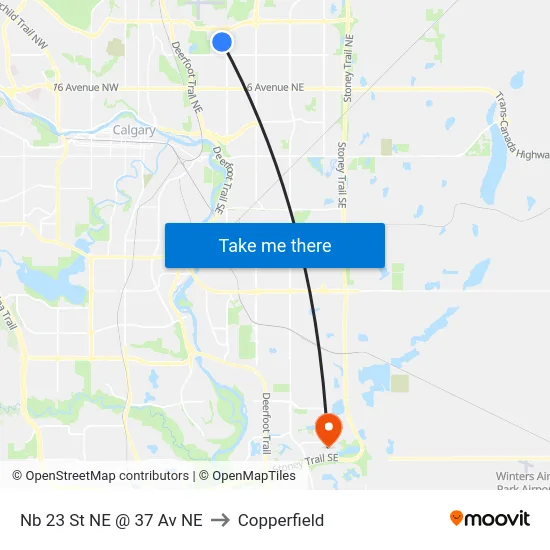 Nb 23 St NE @ 37 Av NE to Copperfield map