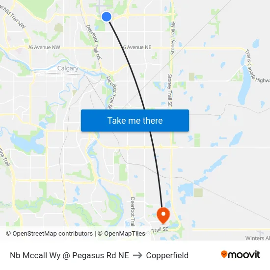 Nb Mccall Wy @ Pegasus Rd NE to Copperfield map