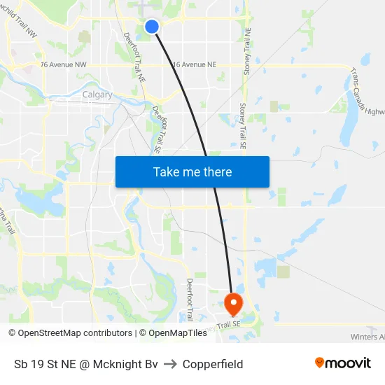 Sb 19 St NE @ Mcknight Bv to Copperfield map